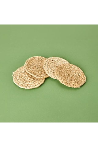 Kpm 4'lü Jüt Bardak Altlığı Seti - Kahverengi - 10 Cm Kahverengi