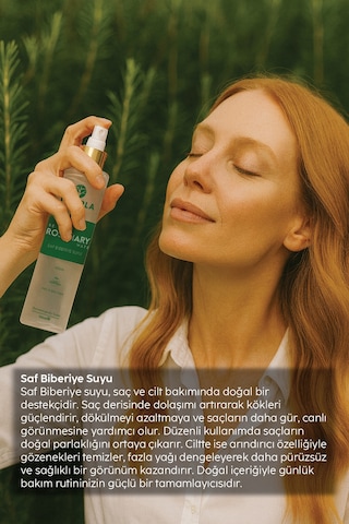 Saf Biberiye Suyu Dökülme Karşıtı Ve Saç Uzamasını Destekleyici Saç Toniği %100 Doğal 100 Ml