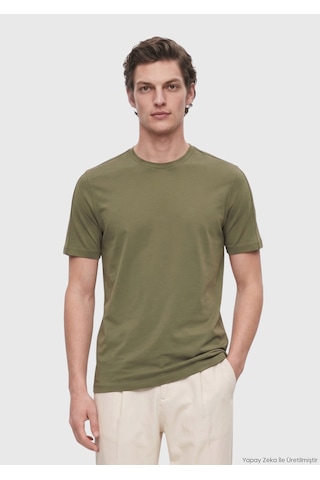 Ramsey Haki Düz Bisiklet Yaka T-shirt Haki