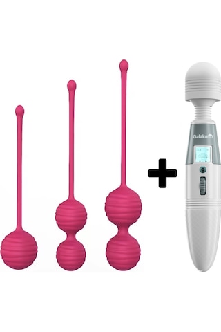 Carmine 8 Modlu Vibratör Ve 3 Farklı Ağırlıkta Vajinal Anal Kegel Toplar