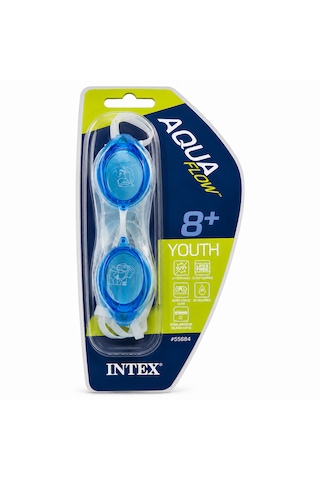 Intex Aqua Flow Çocuk Yüzücü Gözlüğü Uv Korumalı, Ayarlanabilir Silikon Kayışlı Yüzme Gözlüğü 8+ Yaş Mavi