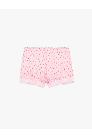 Koton Dantel Detaylı Desenli Rahat Kesim Şort Pijama Altı Pembe Desenli 6slk80046mk