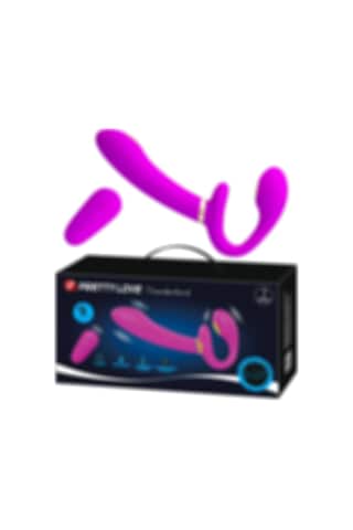 Lilitu Shop Pretty Love 2268 USB Şarjlı Uzaktan Kumandalı Elektro Uyarımlı Çift Taraflı Strapon Teknolojik G-Spot Vajinal Vibratör
