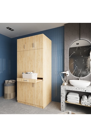 Vita Çamaşır Ve Kurutma Makinesi Dolabı Banyo Dolabı Meşe