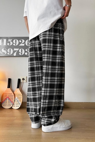Flaw Beli Lastikli Ekoseli Pijama Siyah Siyah