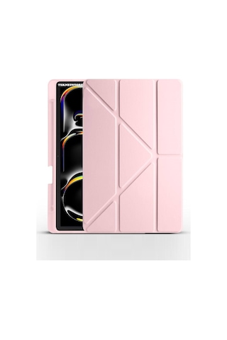 Apple Uyumlu iPad Pro 11 Inç 2024 M4 Kılıf Kalem Şarj Bölmeli Stadlı Uyku Modlu Arkası Silikon Akıllı Case Kılıf