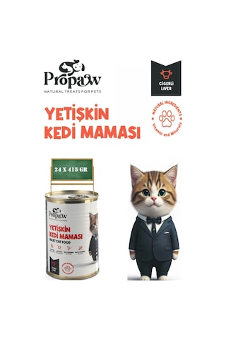 Propaw Ciğer Parça Etli Jöleli Premium Tahılsız Yetişkin Kedi Maması 24 x 415 G