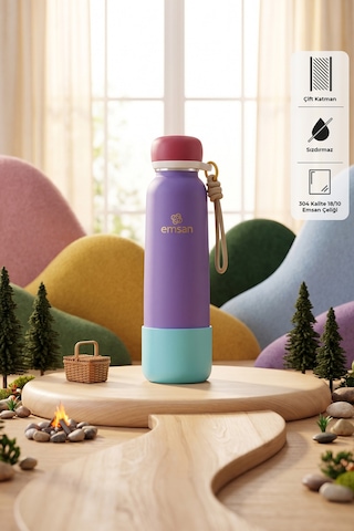 Emsan Thermos Bottle Çelik Sızdırmaz Termos 750 Ml Mor Purple