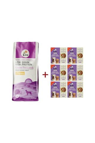 Kito Kuzu Etli Yavru Köpek Maması 2500 G + Kito Fresh Hindi Etli Köpek Yemeği 6'lı
