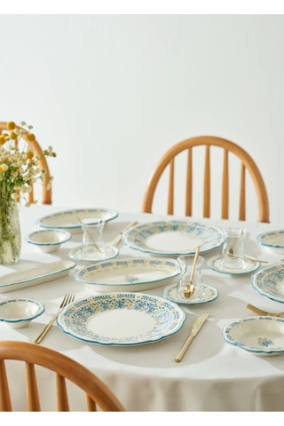 Bella Maison Liana Stoneware 26 Parça 6 Kişilik Kahvaltı Takımı Mavi Mavi