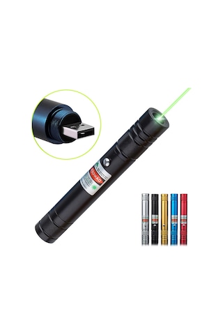 Fithome 100mw Desen Başlıklı Usb Şarjlı Yeşil Lazer Pointer Çok Renkli