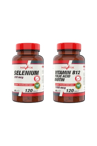 Nevfix B12 Folic Acid&Biotin 120 Tablet Selenyum 200 Mcg 120 Tabl