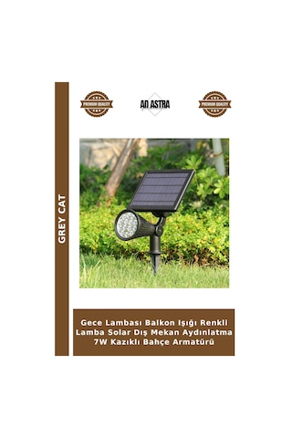 Gece Lambası Balkon Işığı Renkli Lamba Solar Dış Mekan Aydınlatma 7w Kazıklı Bahçe Armatürü Diğer