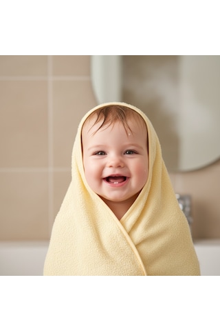 Unisex Yenidoğan Kapüşonlu Nakışlı Bebek Havlusu Standart