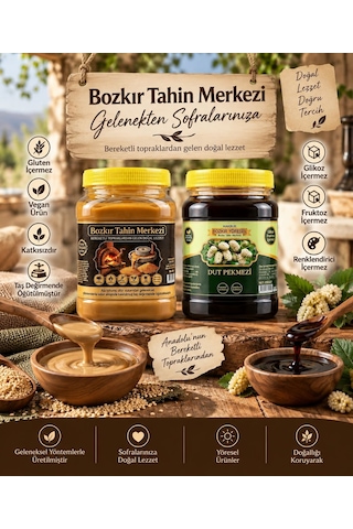 Bozkır Tahin Merkezi Ata Tohum Altın Susam Kavrulmuş Tahin 930g- Geleneksel Dut Pekmezi 950g Doğal