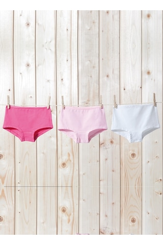 Kız Çocuk Boxer 3lü Paket 1295 - Fuşya Pembe Beyaz Çok Renkli