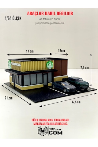 3d Baskı 1/64 Ölçekli Kahve Dükkanı Bina Tasarımlı Diorama Araç Sergileme Garajı