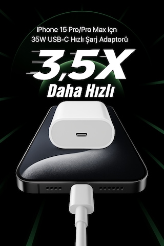 Apple Uyumlu iPhone 15 Pro Max 35w Şar Adaptörü