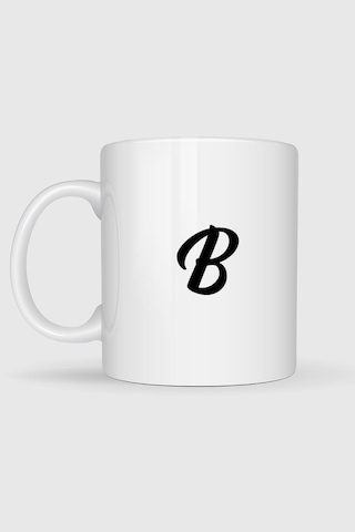 B Harfi Baskılı Kupa Bardak Beyaz