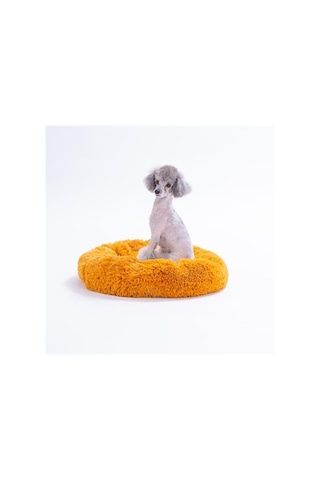 Hardal Donut Köpek Yatağı Kedi Yatağı Simit Yatak Anti-stress Pet Yatağı Peluş Yatak S