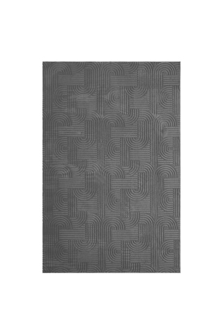 Raschel Carpet Bohem Emboss Premium Seri Kaymaz Taban Jel Taban Halı Yolluk Koyu Gri Gri