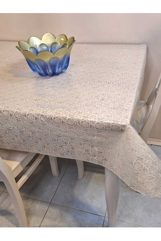 Ithal Pvc Muşamba - Desenli Silinebilir Masa Örtüsü 07iz04 Bej