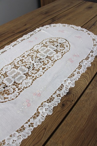 Pvc Runner Ve Sehpa Üstü Servislik 80 Cm X 40 Cm Kahve - Krem