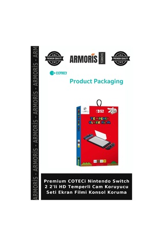 Premium Coteci Nintendo Switch 2 2'li Hd Temperli Cam Koruyucu Seti Ekran Filmi Konsol Koruma