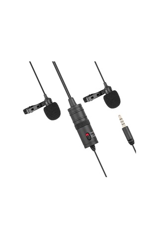 Çift Çok Yönlü Yaka Mikrofonu Yaka Clip-kondenser Mikrofon,siyah