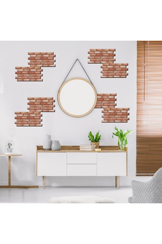 Mufunye Kahverengi Tuğla Desenli Pvc Otostik Duvar Kağıdı - Masa, Dolap, Mutfak Yenileme - 30x30cm 10 Adet Paket Diğer