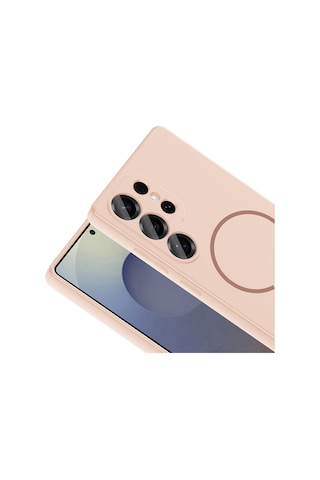 Mobilefix Galaxy S26 Ultra Kılıf M-safe Şarj Özellikli Zore Meta Kapak - Rose Pembe