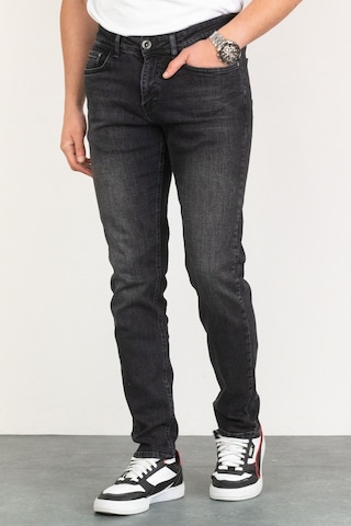Erkek Taşlamalı Siyah Slim Fit Esnek Likralı Denim Jeans Kot Pan (524238360) Siyah