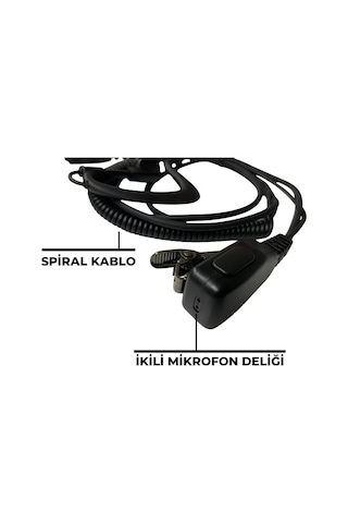 Sfe Spiral Kablolu Bas Konuş Mikrofonlu Yüksek Modülasyonlu Şantiye Telsiz Kulaklığı 2