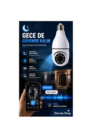 V380 Pro Ampul Kamera 360 Wifi Güvenlik Kamerası Gece Görüşlü Hareket Sensörlü - 888554929