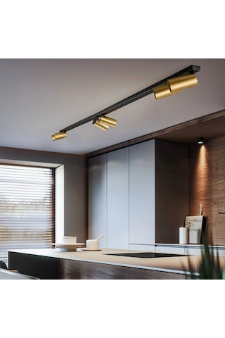 Mylights 120 Cm Mat Gold Eskitme Kaplama 5 Li Gu10 Led Spot Hareketli Başlık Led Tavan Aydınlatma Eskitme