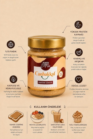 Canbakkal %70 Fındık Ezmesi 300 G Katkısız Sürülebilir Fındık Kreması