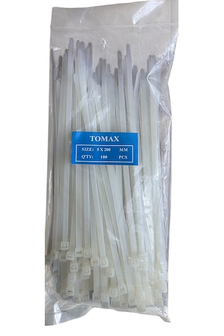 Tomax 5x200 Mm Plastik Kilitli Kelepçe Beyaz 100 Adet 100 adet BEYAZ