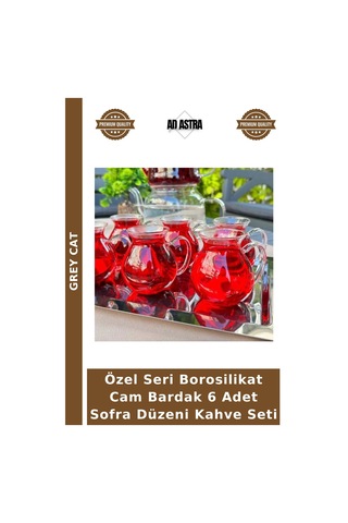 Özel Seri Borosilikat Cam Bardak 6 Adet Sofra Düzeni Kahve Seti Çok Renkli