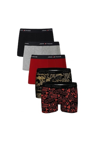 John Frank Logolu Pamuklu 5'li Paket Boxer Erkek Boxer Jfbs5 Lacivert-gri-kırmızı-ssarı-sturuncu Lacivert-gri-kırmızı-ssarı-stu