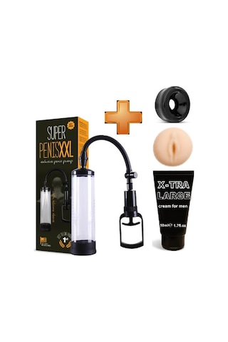 Hızlı Express Penis Vakum Pompası+Silikon Başlık+Suni Vajina+50 Ml Penis Kremi