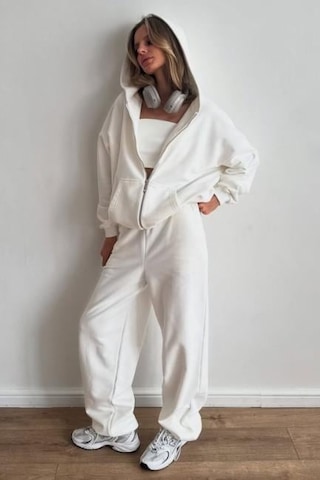 Beyaz Geniş Paça Basic Kadın Eşofman Altı Mg2553 Beyaz