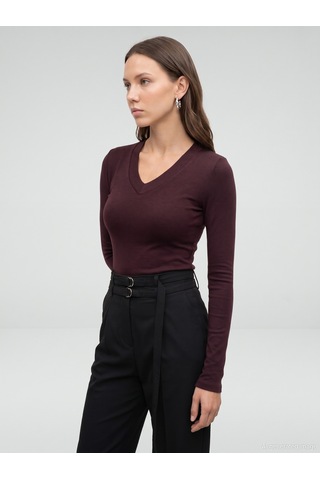 Dilvin 33286 Sıcak Tutan V Yaka Bra-free Top K.mürdüm