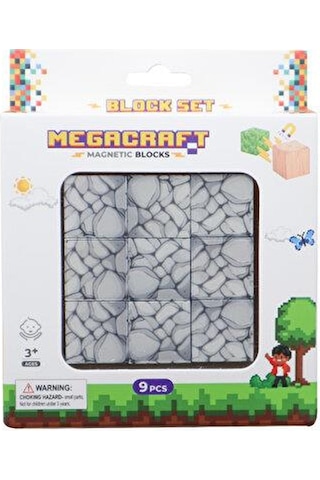 Megacraft Manyetik Bloklar Gri Taş Blok 9 Parça Mc1404