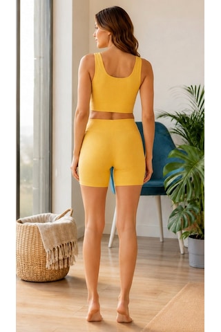 Suısy Pulse Fitilli Crop Atlet Ve Biker Şort Takımı Siyah