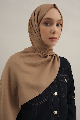 Vizon Link Desen Bambu Cotton Şal 12 Vizon