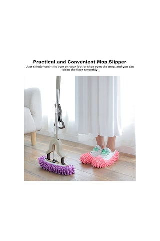 Vkemall Mor Mikrofiber Chenille Temizlik Ayakkabı Kılıfı - Yıkama Yapılabilir, Kolay Kullanıma Uygun, Taban Temizliği Yardımcısı Tek Adet