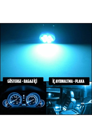 2 ADET BUZ MAVİ RENK MiNi DİPSİZ T10 LED PARK AMPULÜ 8 LEDLİ