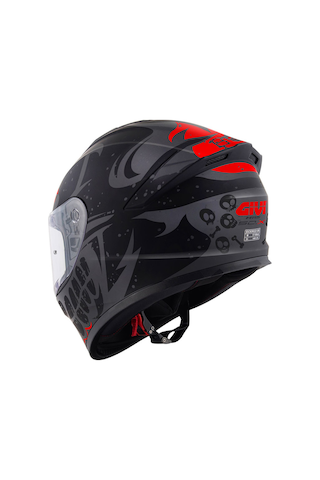50.x Bones Kask Kapalı Mat Siyah-kırmızı Diğer