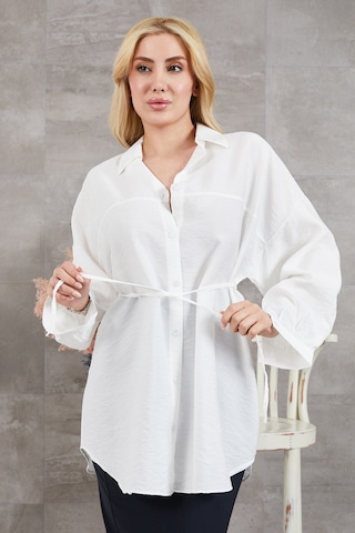 İp Kemerli Gömlek Ekru