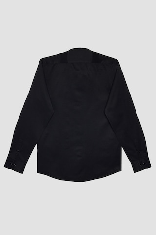 Tudors Erkek Modern Fit Dar Kesim Pamuklu Kolay Ütü Armürlü Siyah Gömlek-32093-siyah Siyah